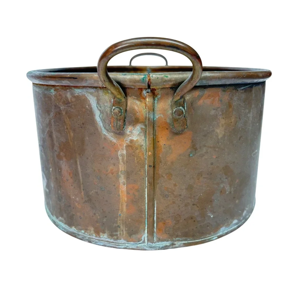 Antique Large Copper Oval Planter Handles Rustic Farmhouse Decor *Read Vintage